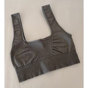 Dark Green Grey FP Movement Good Karma Square-Neck Sports Bra